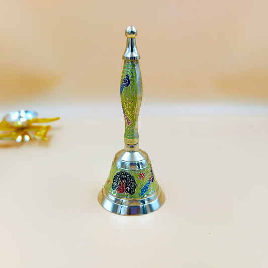 Pure Brass Pooja Bell | Ghanti For Pooja Room, Temple Use | Yellow.