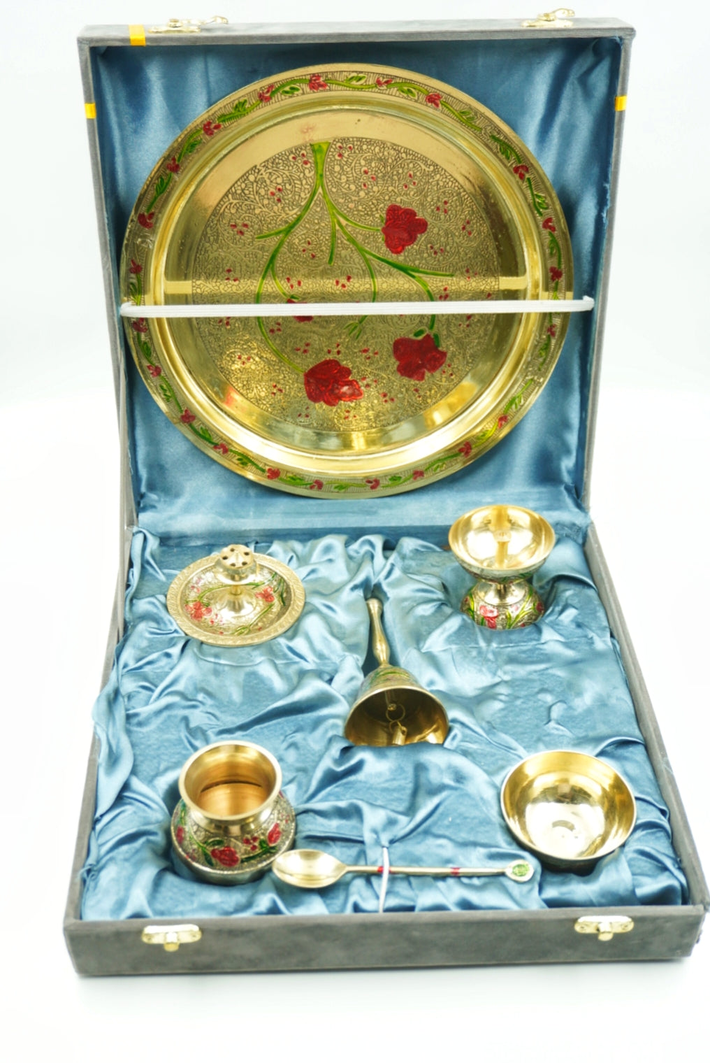 Premium Brass Puja Thali Set – 7 Items in Elegant Box