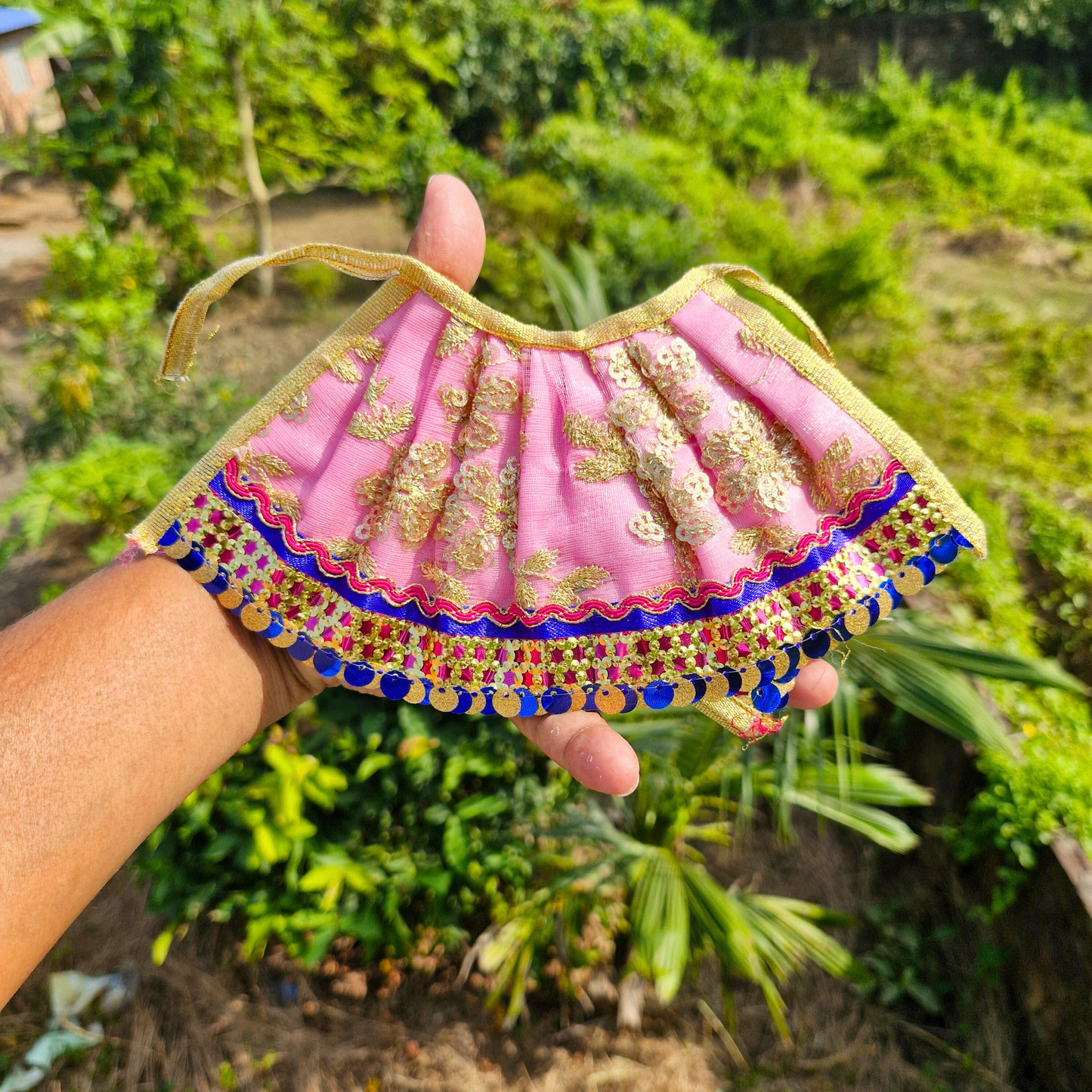 Silk Designer Lehenga for Laddu Gopal & Radha Rani | Traditional Outfit for Deity Decoration