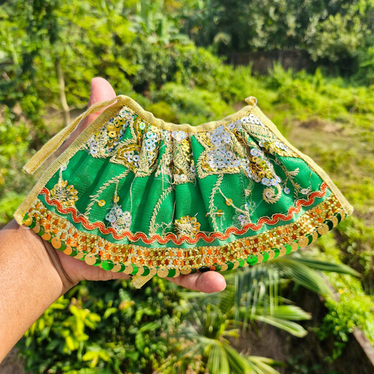 Silk Designer Lehenga for Laddu Gopal & Radha Rani | Traditional Outfit for Deity Decoration