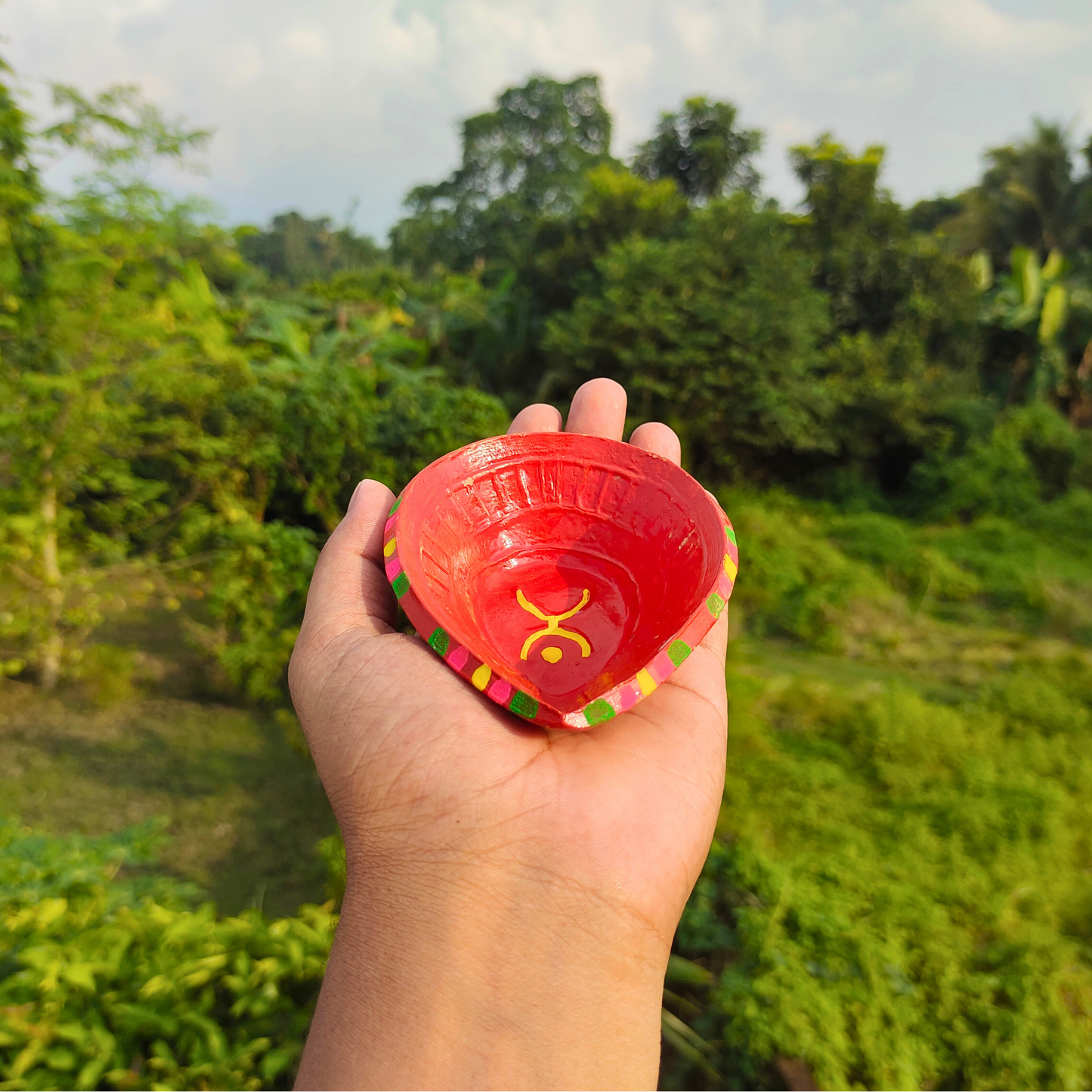 Diwali Diya Traditional Handmade Terracotta Clay Diya | Mitti Deepak Pack of 10 | One Stand Free.